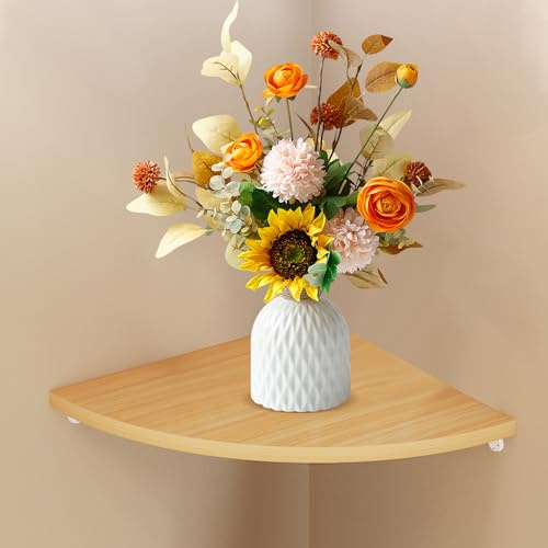 Yeqqzq Corner Shelves, Wooden Floating Corner Shelf Wall Mount, Space-Saving Floating Shelves for Corner Wall, Ideal Corner Shelf for Living Room, Bedroom, Kitchen (20cm x 20cm)