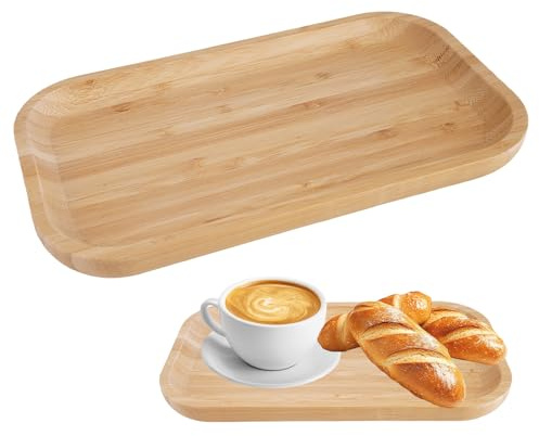 Pequeña Bandeja de Bambú Madera, 25 x 14 x 2 cm Bandeja Bambú Rectangular