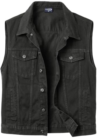 SUSHIMIAN Herren Jeansweste Biker Kutte Weste Ärmellose Jeansjacke Kutte Motorrad Jeans Weste für Männer, Schwarz, 4XL