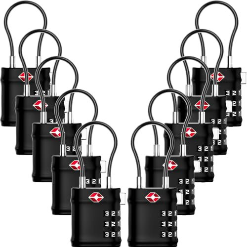 LUGGEX Suitcase Locks, Luggage Locks, TSA Approved Luggage Lock,Charcoal,10 | Suitcase Padlocks, Gift Box, Travel Locks for Luggage, Gym Lock, Bag Lock, Ease of Use & Durable,LLX-Lite