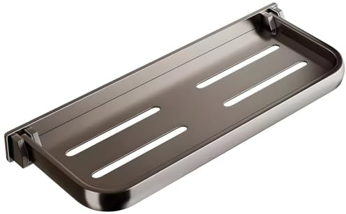 Texvora RV Fällbar hylla för husbilsskåp, aluminiumlegering, platsbesparande rektangulär design, 30,5 x 13 cm, inkluderar skruvar och lim, vikbar stil för inredning