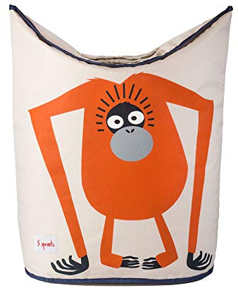 3 Sprouts Baby Laundry Basket for Nursery - Hamper with Handles/Lid, Large Storage Basket, Toy Bin, Room Decor - Kids Hamper, Baby Clothes Storage Organizer, Orangutan