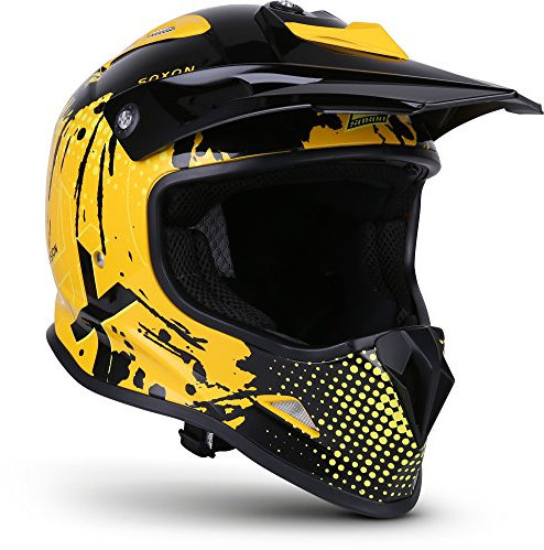 Soxon® SKC-33 „Fusion Yellow“ · Kinder Cross-Helm · Motorrad-Helm MX Cross-Helm MTB BMX Cross-Bike Downhill Off-Road Enduro-Helm · ECE 22.05 Schnellverschluss SlimShell Tasche S (53-54cm)