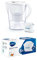 Brita Marella XL Carafe filtrante pour la réduction du chlore, du calcaire et des impuretés, Total Maxtra + 6 cartouches filtrantes, 3,5 L - Blanc
