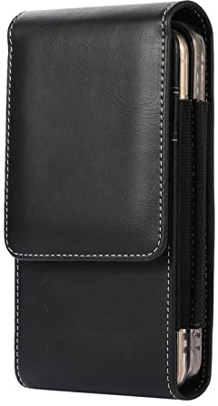 Dual Mobile Phone Holster Pouch Case for 2 Phones, PU Leather Double Decker Belt Clip Phone Holder for iPhone 15 Pro Max 14 Pro Max 13 12 Pro Max iPhone XR XS Max OnePlus 11 Nord 2 5G (Black)