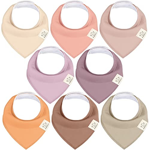 8-pack triangulära näsdukar för bebis pojke och flicka - unisex haklappar, babybandana, superabsorberande, baby-haklappar, ekologisk bomull, babybandanas för bebisar, haklappar dregla, Mauve, one size