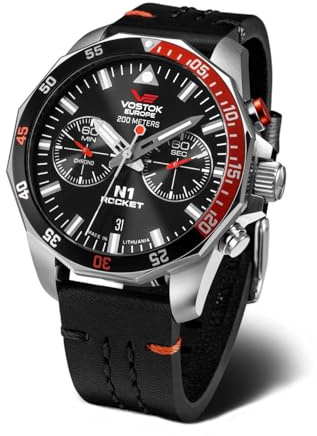 Vostok Europe Herrenuhr Chronograph Rocket N1 Schwarz/Rot 6S21-225A707-LBBLK