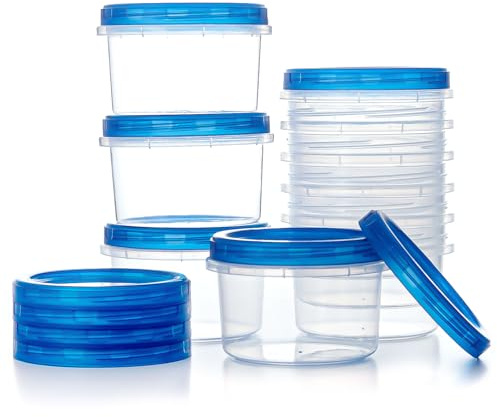 Freezer Storage Containers, [10 Pack-16 oz] Ultra Thick Freezer Containers with Leakproof Twist Top Lids, Heavy Duty BPA Free Stackable Food Containers for Lunch/Salad/Leftover/Soup/Oats/Ice Cream