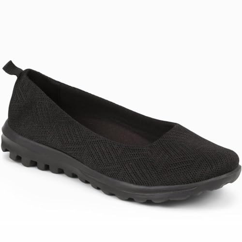 Pavers Women's Pumps in Black with Cushioned Memory Foam Insole - Casual Slip On Shoes - Comfortable Stylish Ladies Footwear - Size UK 7 / EU 40