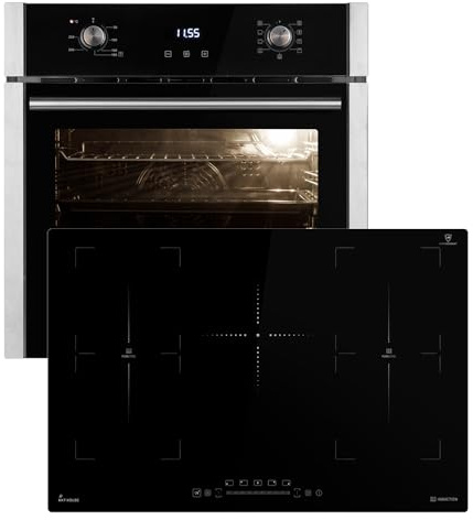 Autarkes Herdset | 60cm Einbaubackofen EB8005ED | 77cm Induktionskochfeld IH87705FZ | Pizzafunktion | Grill | Umluft | Heißluft | Automatik-Timer | 2-fach Wärmeschutzverglasung | SET8005IH77FZ