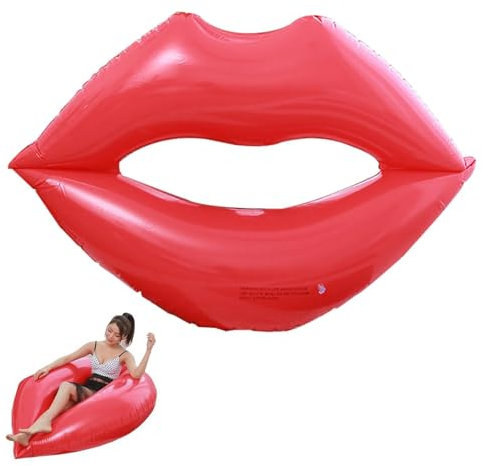 Red Lips Pool Float – aufblasbare Lounge für den Pool, lustiges und stilvolles Poolspielzeug | Aufblasbare Lippen schwimmende Bettruhe Float Wasserliege, Sommer Pool Float, und See Wasser