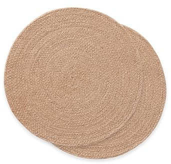 Tischsets, rund, Jute, natürlich, handgefertigt, 25 x 25 cm, 2 Stück