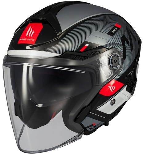 MT Helmets Cosmo SV – Motorcycle Jet Sport Helmet with Retractable Sun Visor, Patented Quick Release Screen, Washable Interior and UCS Intercom Ready | ECE 22.06 & Dot Approved