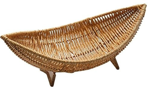 Bandeja Vaciabolsillos Recibidor Mimbre Decorativa para Dejar Llaves, Telefono, Dinero, almacenaje Pan, Caramelos, Multiusos, Centro de Mesa Banana