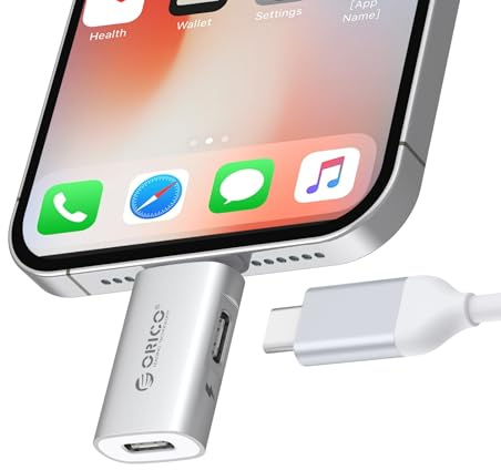 ORICO Lightning zu USB Adapter mit Ladepunkt, USB-C weibliche zu Lightning männliche für iPhone 14/13/11/12 Pro Max, kompatibel mit Ladung und OTG-Datenübertragung, Externe SSD verbinden - LC10