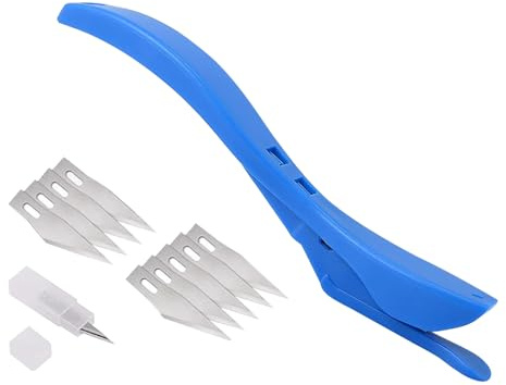 Wrapping Paper Cutter, Christmas and Birthday Sliding Gift Wrap Cutter Tool with 10 Blades, Wrapping Supplies Wallpaper Knife Window Film Car Wrap Kit, Blue