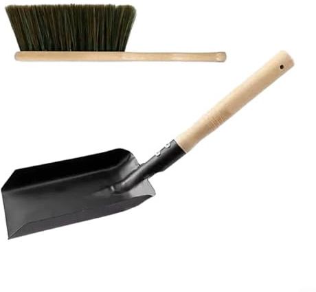 Sileduove Set di pala e spazzola per carbone in metallo, pala per polvere, cenere, camino, raschiacenere e spazzola con paletta per rimuovere carbone e cenere