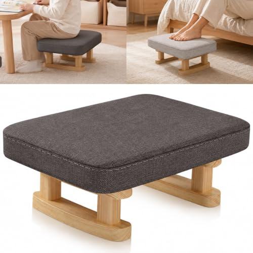 NeXcellere Foot Stool Living Room,Small Footstool with Padded Fabric Cushion & Wooden Legs,Low Footstool Ottoman for Sofa,Bedroom & Desk,Grey Footstool(Dark Gray)