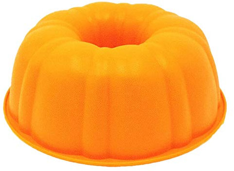 KeepingcooX® Pumpkin Cake Tin | Silicone 9 Inch Fluted Cake Pan | Round Deep Baking Mold | Nonstick Bakeware, BPA Free, 25 x 9 cm, Large Pumpkin Shaped Halloween Cake Baking Mould