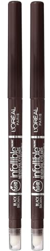 L'Oreal Paris Makeup Infallible Never Fail Original Mechanical Pencil Eyeliner with Built in Sharpener, Black Brown, 0.008 oz., 2 Count
