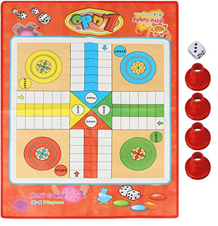 Alomejor Ludo Traditionelles Brettspiel, Schlangen und Leitern Ludo-Spielset für 3+ Spieler, 2-4 Spieler, Standardausgabe