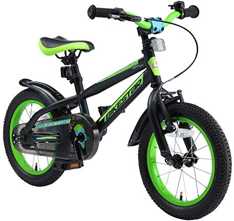 BIKESTAR Kinderfahrrad 14 Zoll für Mädchen und Jungen ab 4 Jahre | Kinderrad Urban Jungle | Fahrrad für Kinder Schwarz & Grün | Risikofrei Testen
