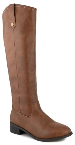 LONDON FOG Womens Irie Riding Boot, Regular and Wide Calf colors available Cognac wide calf 11