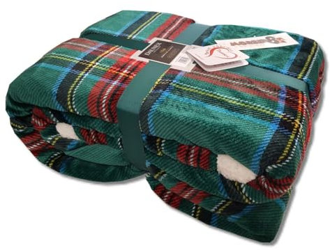 Daunex Kuscheldecke Tartan (Grün, 150 x 200 cm)