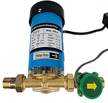 ZYIY 120W Water Pressure Booster Pump for Home 115V 25L/min Demestic Tap Water Pipeline Automatic Water Booster Pump With Flow Auto Switch 1Outlet 15m/49ft Solar Hot Cold Shower Pressure Booster Pump