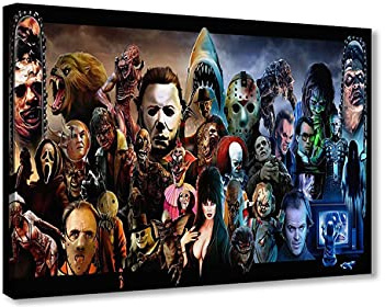 Póster de películas de terror sobre lienzo, impresiones artísticas para pared, pósteres, decoración, marco para sala de estar (12 x 18 pulgadas, obra de arte - 05)