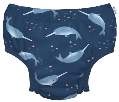 green sprouts Eco Snap Swim Diaper with Gussets - Navy Narwhal - 12mo