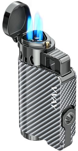 VVAY Zigarrenfeuerzeug mit Bohrer, Sturmfeuerzeug Jetflamme 3 Flammen - Gas Nachfüllbar - ohne Gas Geliefert