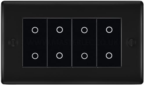 BG NFBTDM4B Matt Black 4 Gang Quad Master Touch Dimmer Switch Black Inserts