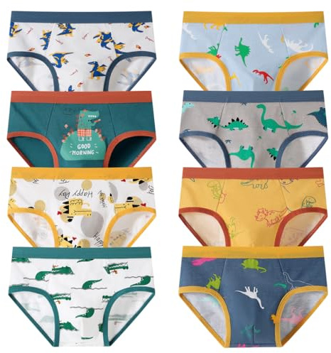 Lohhbve Piccoli Ragazzi Maglioni di Cotone 8 Pack Baby Panties Bambini Bambino per 3-10 Anni Assortiti Cartoon Morbido Brief Biancheria Intima