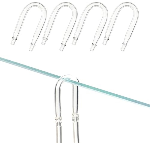 LINLAN 4 Pezzi Acquario Connettore a U in Vetro, ​​Design Anti-Torsione​​, Compatibile con Tubo diametro interno 4mm, Pompa Aria e Accessori Diffusore CO2, per Acquari Senza Cornice