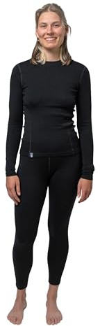 ALPIN LOACKER Thermo Merino underkläder set dam I 100 % merinoull termoset och skidunderkläder I Baselayer och funktionella underkläder dam, svart, L