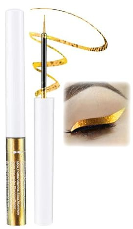 Chamäleon Liquid Eyeliner, Flüssiger Eyeliner Wasserfest, Glitzer Metallic Gold Eye Liner Stift, Multichrome Eye Liner Glitzer Lidschatten, Ultra-Fine Tip, Langlebiger Schimmer Kajalstift (Gold)