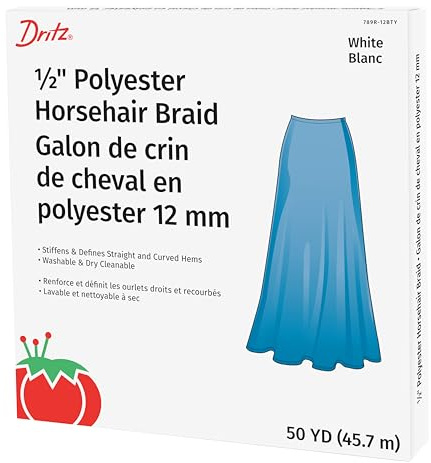 Dritz Polyester Horsehair Braid, 1/2 x 5-Yards, White