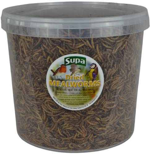 Supa Dried Mealworms for Wild Birds, 5 Litre Bucket, High Energy Protein Rich Treat, Attract More Birds to Your Garden, Quality Wild Bird Food.