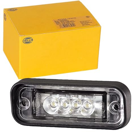 HELLA 2KA 010 278-411 Piloto de matrícula - LED - 12V - Montaje/Conexión roscada - Color de tulipa: transparente - Conector: Conector hembra plano - arriba/exterior - Cant.: 1