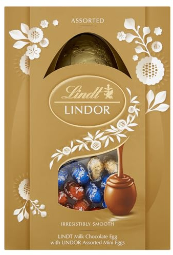 Lindt Lindor Assorted Chocolate Easter Egg Medium, 215g - Contains Assorted Milk, Dark and White Chocolate Truffles with a Smooth Melting Filling - Easter Gift