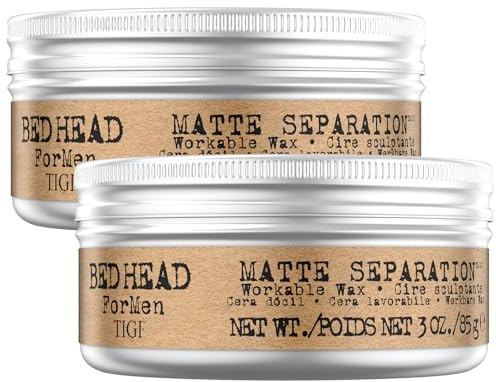 TIGI Bed Head Hair Wax for Men, Matte Separation 2-Pack – Workable Strong Hold, Anti-Humidity, Travel-Friendly Hair Products for Men, 3 Oz Ea