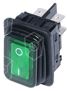 Fimar Wippenschalter für CRP, CRP2, CRP4, CRP42, FRY1L, FRY1LR 2-polig 250V 2NO grün Anschluss Flachstecker 6,3mm beleuchtet 20A