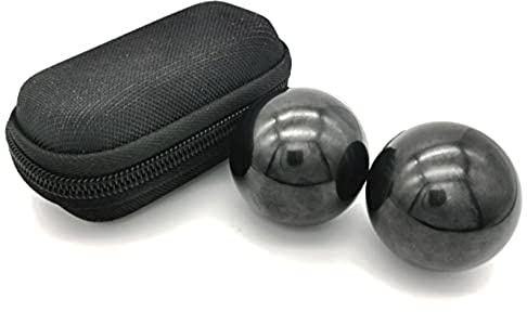 QZsteelball Z QINGZHENG 2pcs 1.57Inch Baoding Fitness Ball, Solid Chrome Steel Health Exercise Massage Handball Boiled Black