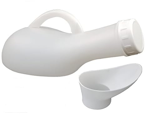 ASPIRE UK® Bouteille d'urine anti-déversement unisexe : urinoir portable avec couvercle à vis, entonnoir pour femme, voyage, 1200 ml pour adultes et enfants