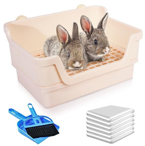 BNOSDM Große Kaninchentoilette, tiefe Kaninchentoilette, Kaninchentoilette, Töpfchentraining, Katzentoilette mit Ablage, Ecke, Kleintiertoilette, für erwachsene Kaninchen, Chinchillas, Frettchen
