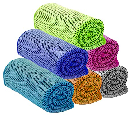 TSHAOUN 6 Pack Toalla de Enfriamiento Paño Microfibra Alivio Enfriamiento Instantáneo,90 x 30 cm Toalla de Hielo Fría Instantánea para Yoga Deporte Correr Gimnasio Entrenamiento (6 PCS)