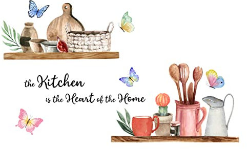 Küche Wandtattoo, Sprüche Liebe selbstklebend Wandaufkleber, Schmetterlinge Esszimmer Wandsticker für Wohnzimmer Esszimmer Cafe Wanddeko