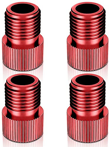 ExeQianming Fahrradventil Adapter, 4 Stück Ventiladapter aus Metall, Fahrrad Presta Ventil Adapter für Fahrräder, Mountainbikes, Dreiräder (Rot)
