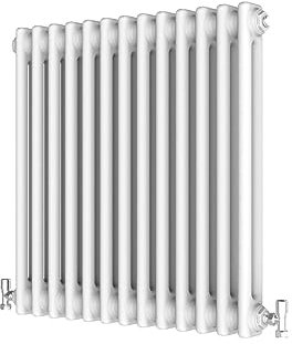 Radbliss Horizontal Traditional 2 Column Radiator 600x605mm White Cast Iron Style Design RAD Central Heating